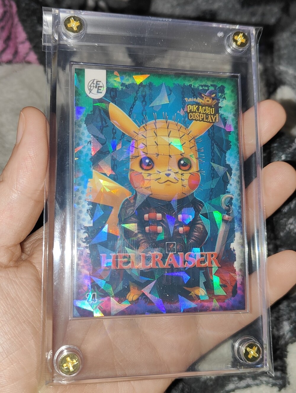 Pinhead Hellraiser ice holo encased Pikachu Cosplay card Unofficial Pokemon Peru